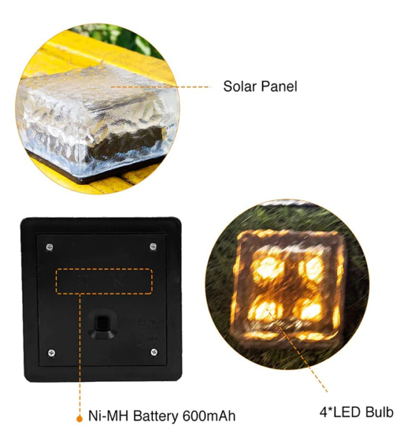 Outdoor Garden Waterproof Solar LED Light Ice Brick Style - Image 6