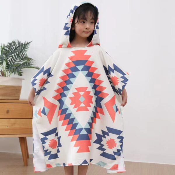 Beach Towel Kids Hoodie Towel Microfiber Quick Dry Sand Free - Size L - Image 16