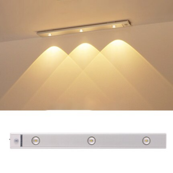 LED Night Light Under Cabinet Light USB Rechargeable Motion Sensor 40cm 3 lights - Image 1
