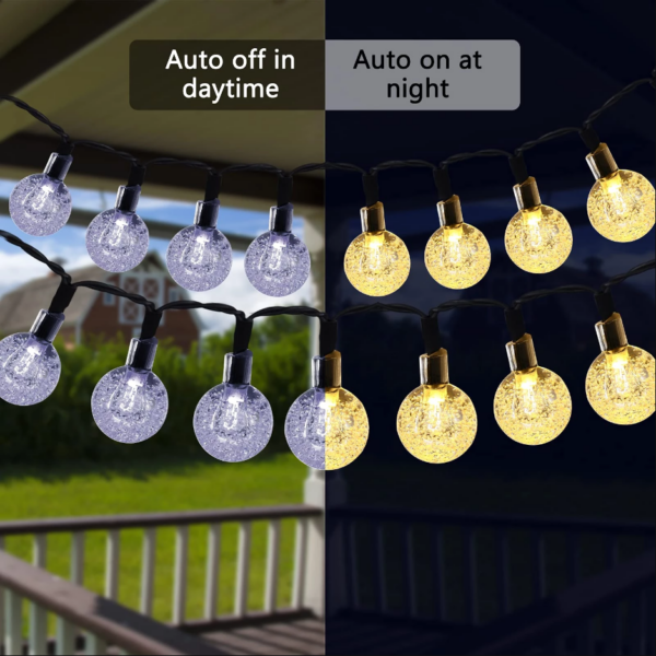 Solar USB String Light Garden Xmas Decoration 12m 100Led 2.4cm Crystal ball White - Image 5