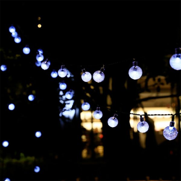 Solar USB String Light Garden Xmas Decoration 12m 100Led 2.4cm Crystal ball White - Image 4