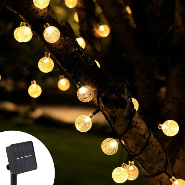 Solar USB String Light Garden Xmas Decoration 7m 50Led 2.4cm Crystal ball warm - Image 11