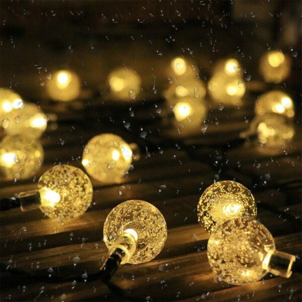 Solar USB String Light Garden Xmas Decoration 7m 50Led 2.4cm Crystal ball warm - Image 9