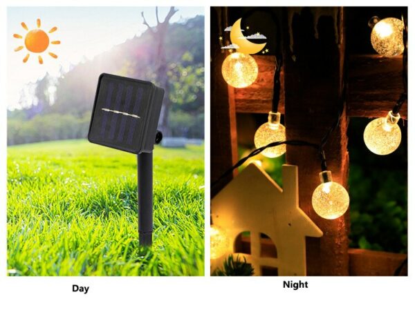 Solar USB String Light Garden Xmas Decoration 7m 50Led 2.4cm Crystal ball warm - Image 10