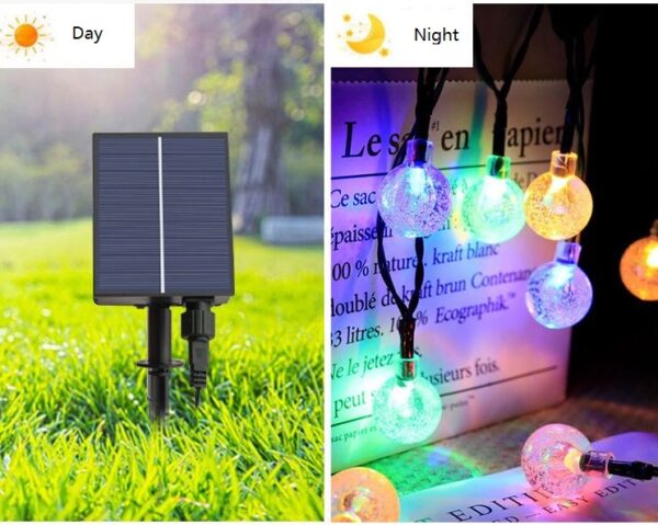 Solar USB String Light Garden Xmas Decoration 7m 50Led 2.4cm Crystal ball warm - Image 8