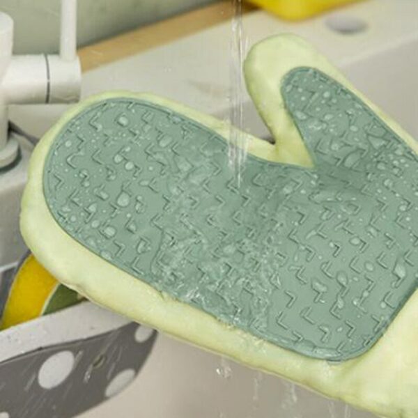 Heat Resistant Gloves Oven Mitts Silicone Non-slip Kitchen Gloves 1 Pair Green - Image 4