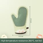 Heat Resistant Gloves Oven Mitts Silicone Non-slip Kitchen Gloves 1 Pair Green - Image 2