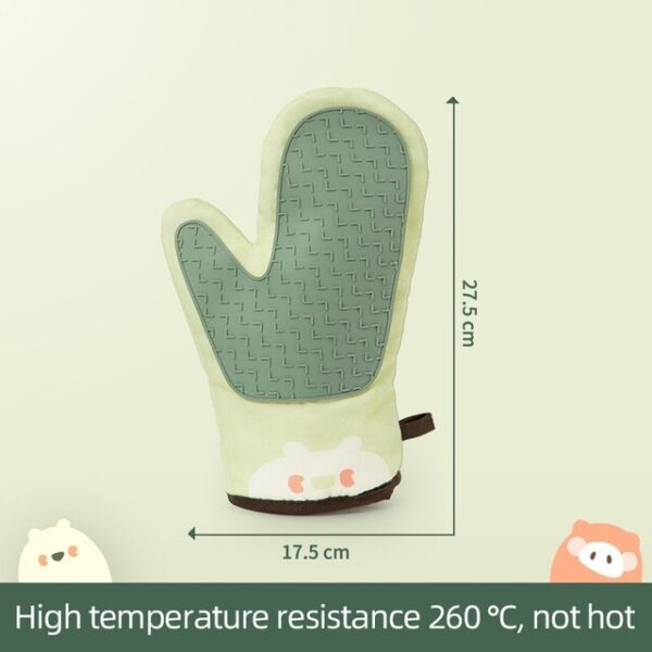 Heat Resistant Gloves Oven Mitts Silicone Non-slip Kitchen Gloves 1 Pair Green - Image 2