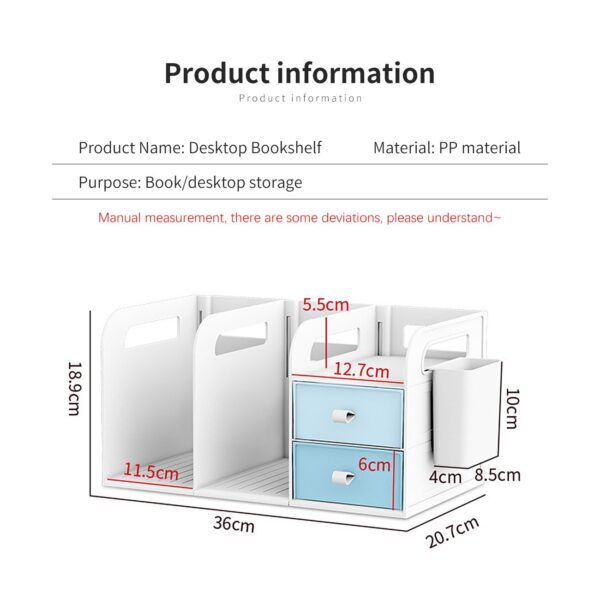 Desktop Bookshelf File Storage Rack - Pink Colour - Image 2
