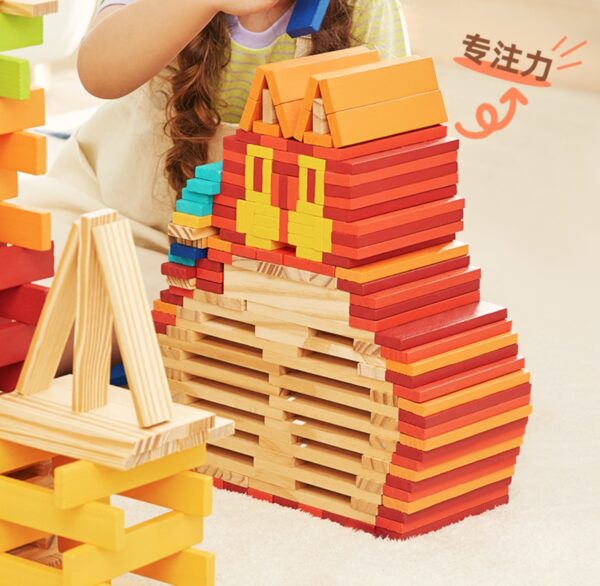 Wooden Building Blocks Balance Game Stacker Blocks 100pcs - Pink Colour - Image 5