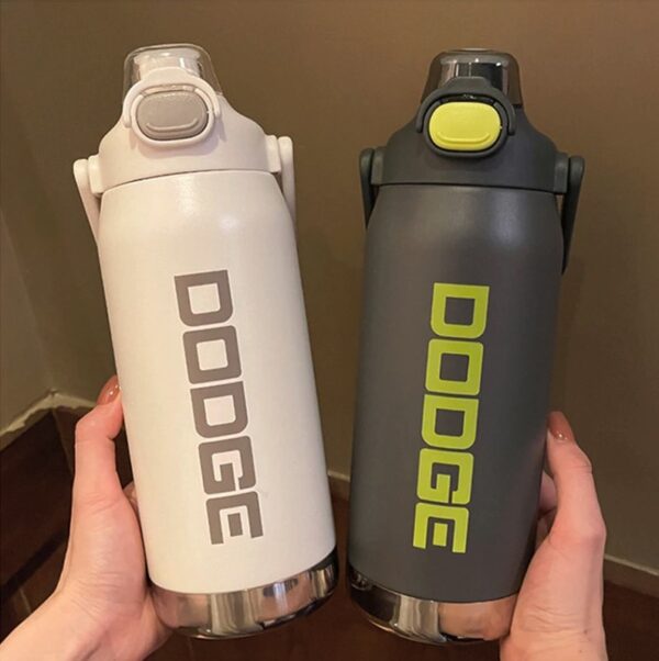 Stainless Steel Thermos Water Bottle With Straw Dual Drinking design 1.2 L White - Image 9