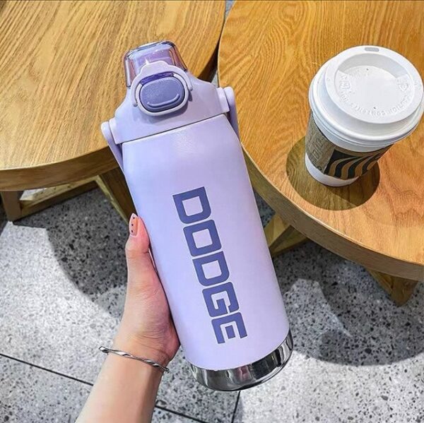 Stainless Steel Thermos Water Bottle With Straw Dual Drinking 1.2 L Purple - Image 1