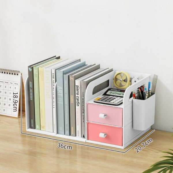 desktopBookshelf6 Desktop Bookshelf File Storage Rack - Pink Colour - Image 1