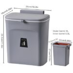 Rubbish Bin Door Hanging Trash Can Wall Mounted Bin - Grey Colour - Image 10