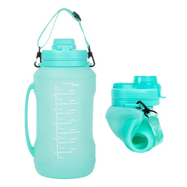 2L Large Water Bottle Foldable Food Grade Silicone Bottle PBA Free-Light Blue - Image 1