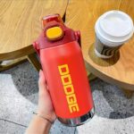 Stainless Steel Thermos Water Bottle With Straw Dual Drinking 1.2 L Red