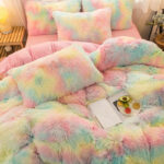 Soft Coral Fleece Warm Cozy Bedding Set Duvet Cover Set 4PCS - Queen - Image 2