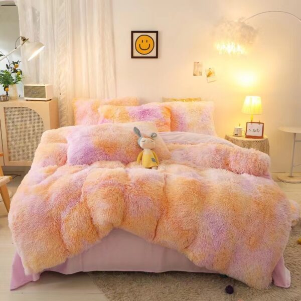 Soft Coral Fleece Warm Cozy Bedding Set Duvet Cover Set 4PCS - Double - Image 1