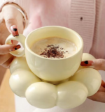 Coffee Cup Mug with Saucer Mother's day Gift idea(Yellow)