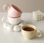 Coffee Cup Mug with Saucer Mother's day Gift idea(Yellow) - Image 4