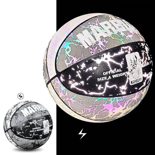f1acc941b1acd6513e06705d1c0f0dd Luminous Basketball PU Basketball Size 7 - Grey&Black - Image 1
