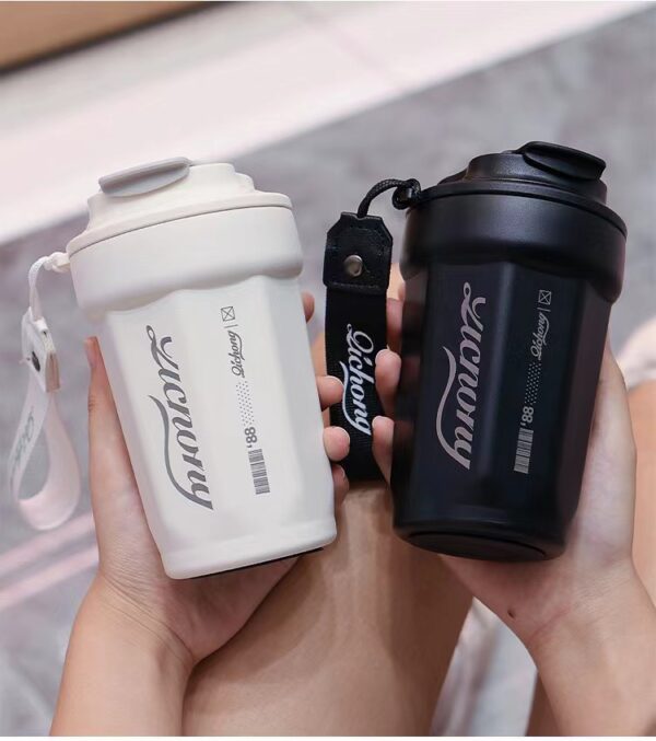 Travel Coffee Cup Portable Stainless Steel Thermos with Lid-White 480ML - Image 3