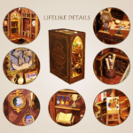 DIY Wooden Book Nook Miniature Dollhouse with musical LED light Sensor 006B - Image 3