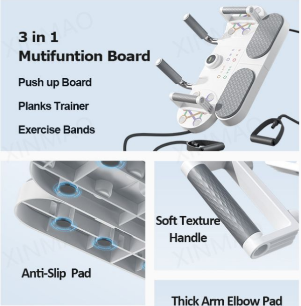 Push Up Bar Indoor Trainer Multifunction Planking Board - Black - Image 15