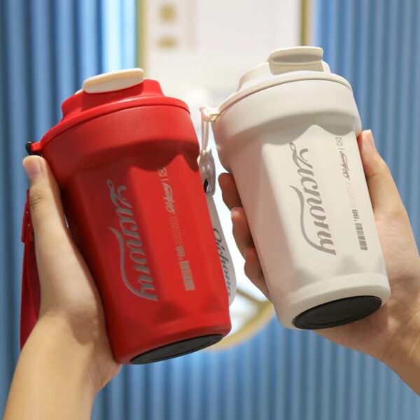 Travel Coffee Cup Portable Stainless Steel Thermos with Lid-White 480ML - Image 4