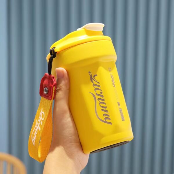Travel Coffee Cup Portable Stainless Steel Thermos with Lid-Yellow 480ML - Image 5