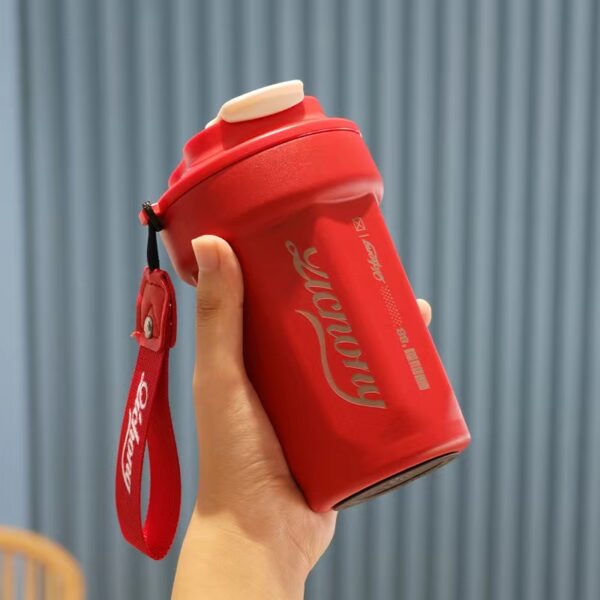 Travel Coffee Cup Portable Stainless Steel Thermos with Lid-Red 480ML - Image 1