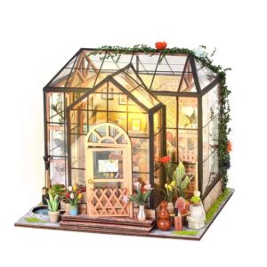 DIY dollhouse Jenny's Garden Wooden Doll House Miniature Furniture With LED