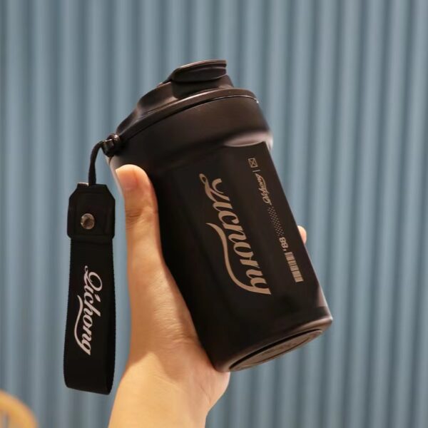 Travel Coffee Cup Portable Stainless Steel Thermos with Lid-Black 480ML - Image 1