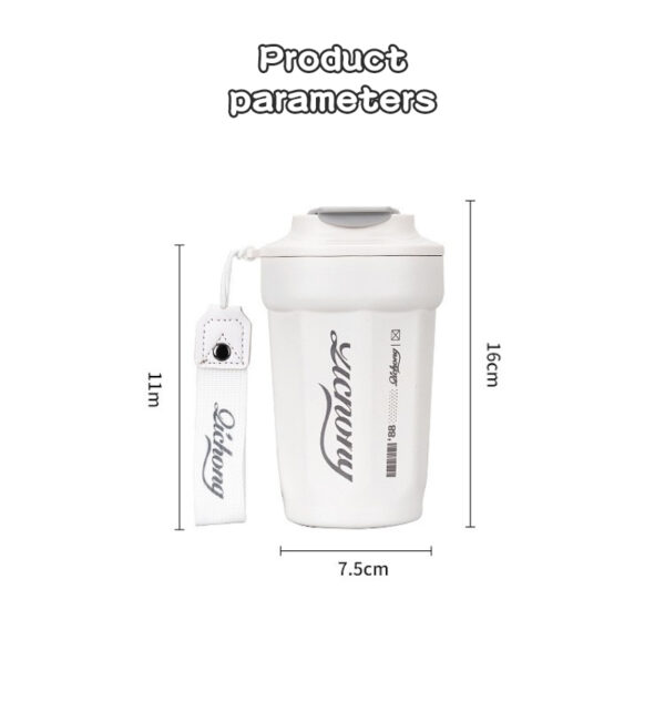 Travel Coffee Cup Portable Stainless Steel Thermos with Lid-White 480ML - Image 2