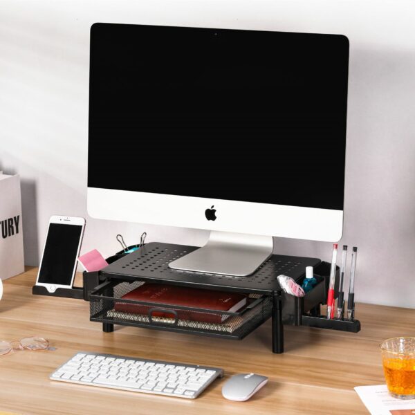 T1803 Computer Monitor Stand Riser with Draw Phone holder and Pen holder - Image 1