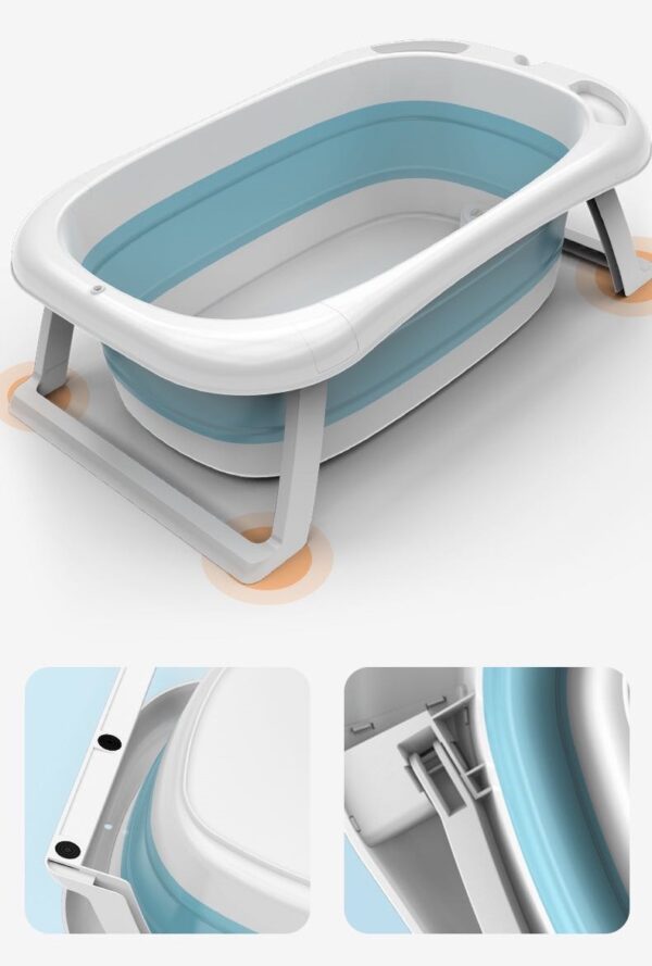 Foldable Baby Bathtub with Support Mat Water Thermometer - Pink - Image 5