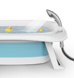 Foldable Baby Bathtub with Support Mat Water Thermometer - Pink - Image 4