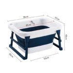Foldable Kids Bathtub with Seat and Water Thermometer - Dark Blue - Image 2