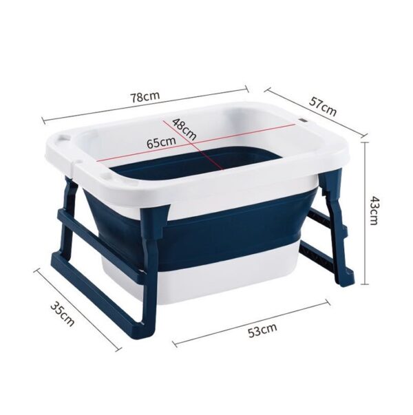 Foldable Kids Bathtub with Seat and Water Thermometer - Dark Blue - Image 2