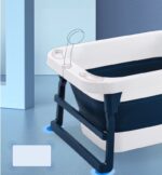 Foldable Kids Bathtub with Seat and Water Thermometer - Dark Blue - Image 4