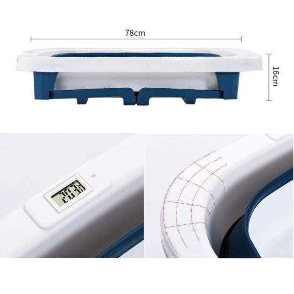 Foldable Kids Bathtub with Seat and Water Thermometer - Dark Blue - Image 7