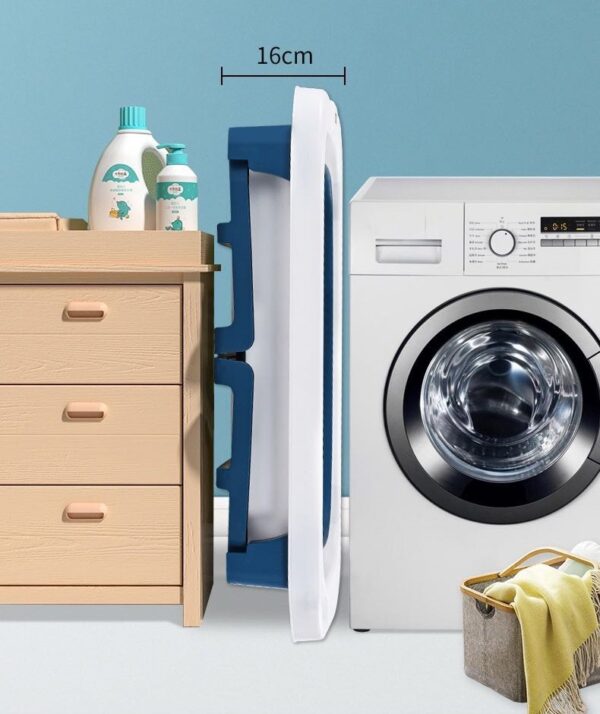 Foldable Kids Bathtub with Seat and Water Thermometer - Dark Blue - Image 6