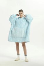 Wearable Blanket Hoodie Luminous Glow in Dark One size Hooded - Adult Blue - Image 9
