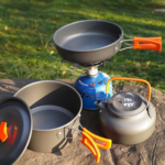 Outdoor Camping Cookware Water Kettle Frying Pan Cooking Set - Orange - Image 4