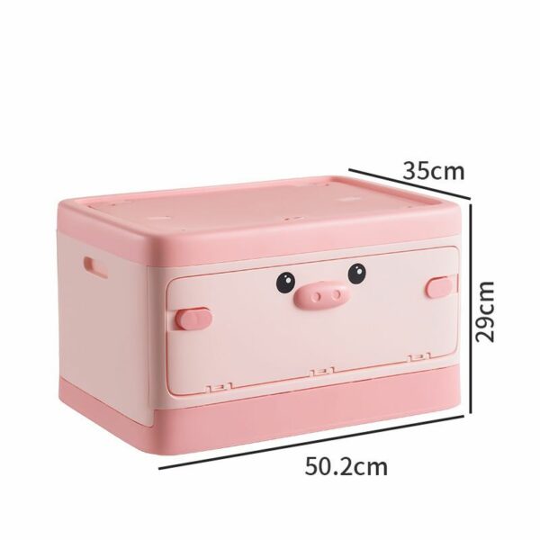 Cute Toy Storage Box Two Way Opening - Pink Pig - Image 2