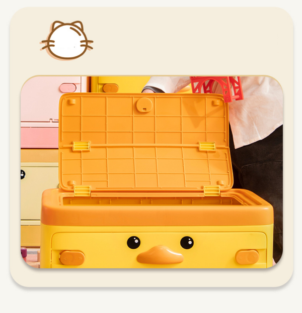 Cute Toy Storage Box Two Way Opening - Yellow Duck - Image 7