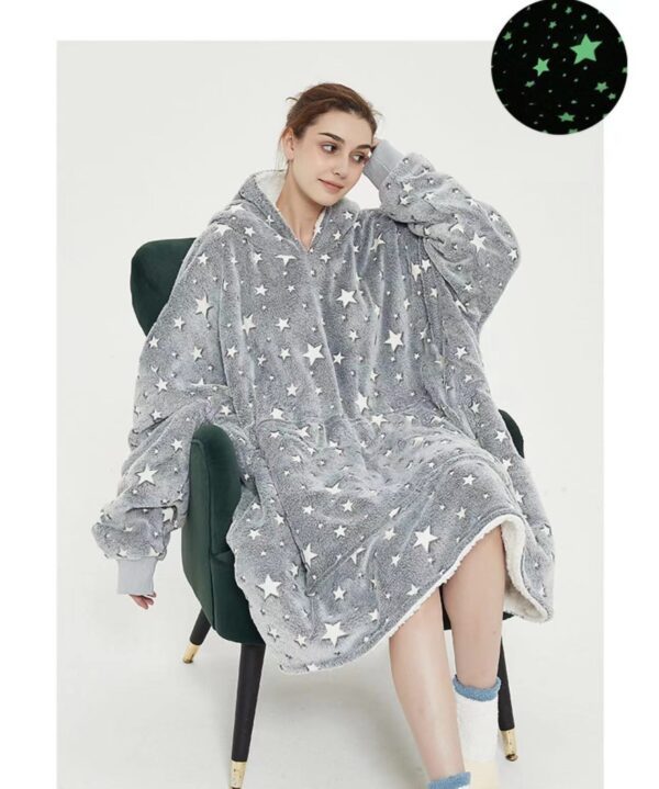 Wearable Blanket Hoodie Luminous Glow in Dark One size Hooded - Adult Grey - Image 7
