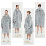 Wearable Blanket Hoodie Luminous Glow in Dark One size Hooded - Adult Grey - Image 6