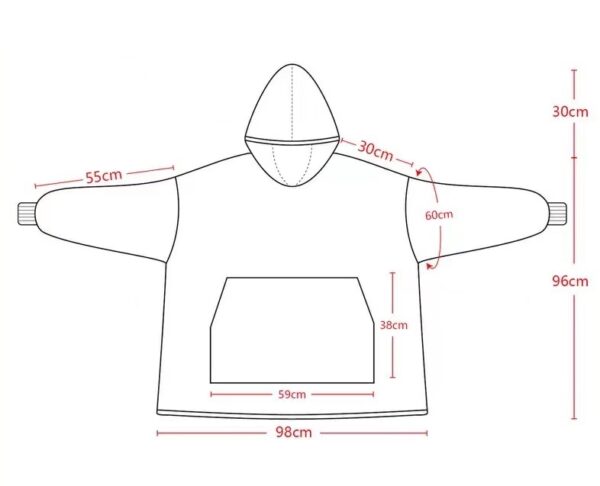 Wearable Blanket Hoodie Luminous Glow in Dark One size Hooded - Adult Blue - Image 2