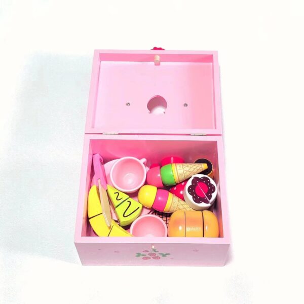 Wooden Decoration Cake Ice Cream Cutting Set Pretend Play Toy Gift Set - Image 5